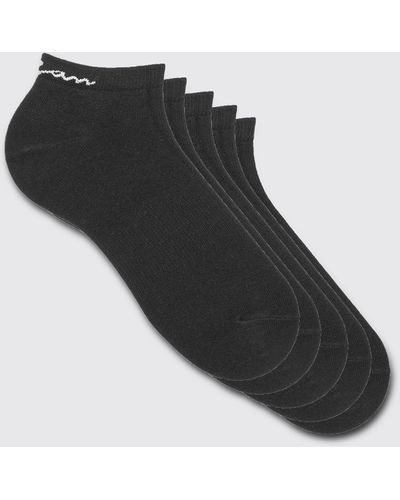BoohooMAN 5 Pack Man Signature Sneaker Socks - Black