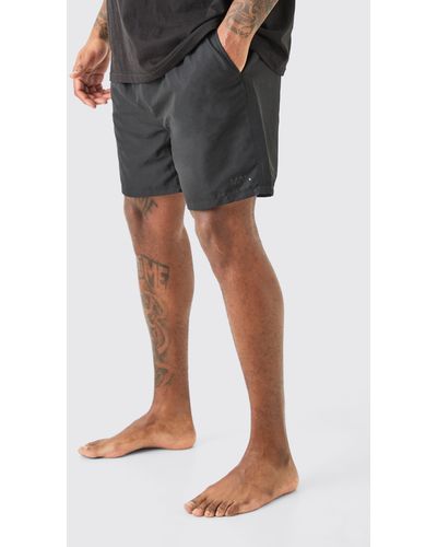 Boohoo Plus Original Man Mid Length Swim Short - Negro