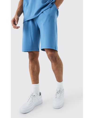 BoohooMAN Loose Mid Length Premium Super Heavyweight Shorts - Blue