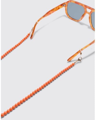 Boohoo Cadena Para Gafas De Sol Naranja Con Cuentas - Blanco