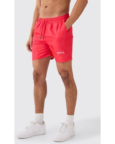 BoohooMAN Ofcl Mid Length Trunks - Red