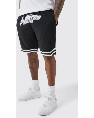 BoohooMAN Plus Loose Fit Limited Edition Basketball Short In Black