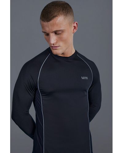 BoohooMAN Man Active Muscle Fit Long Sleeved Top - Blue