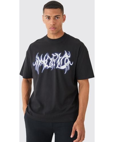 BoohooMAN Oversized Gothic Renaissance Graphic T-shirt - Black