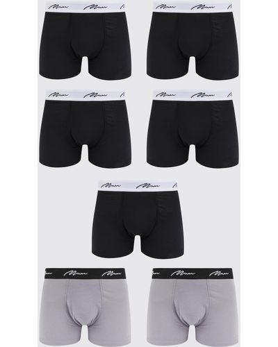 Boohoo 7 Pack Signature Mixed Color Trunks - Black