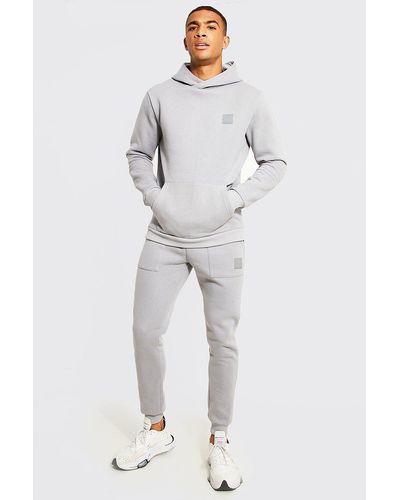 BoohooMAN Active Gym Hooded Tracksuit - Gray