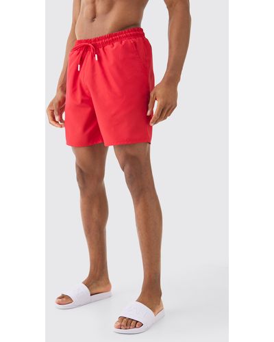 BoohooMAN Mid Length Ripstop Trunks - Red
