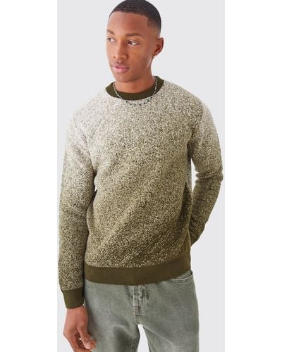 BoohooMAN Regular Fit Ombre Knitted Crew Neck - Green