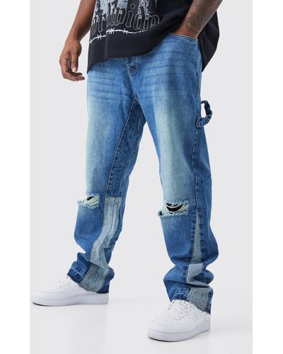 Boohoo Plus Straight Rigid Carpenter Jeans - Blue