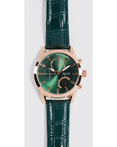 BoohooMAN Man Signature Classic Watch With Gift Box - Green