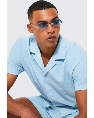 BoohooMAN Hexagon Frameless Sunglasses - White