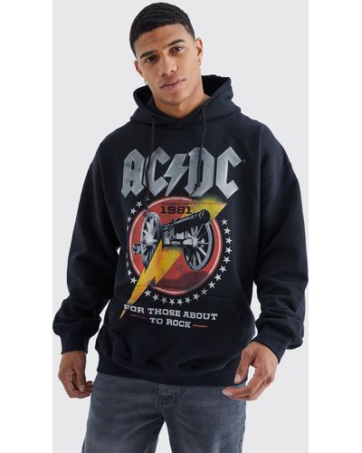 Boohoo Oversized Acdc Canon License Hoodie - Blue
