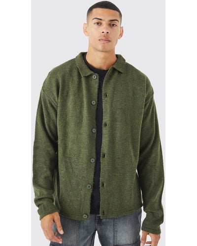 BoohooMAN Long Sleeve Knitted Shirt - Green