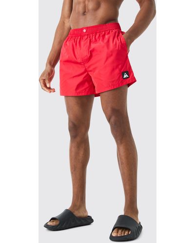 BoohooMAN Short Length Popper Triangle Trunks - Red