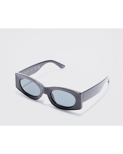 Boohoo Oval Chunky Plastic Sunglasses In Black - Blanco
