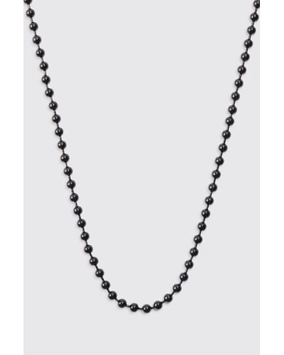 BoohooMAN Metal Beaded Chain Necklace In Black
