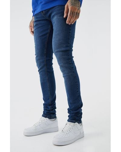 Boohoo Tall Skinny Stretch Stacked Tinted Jeans - Blue