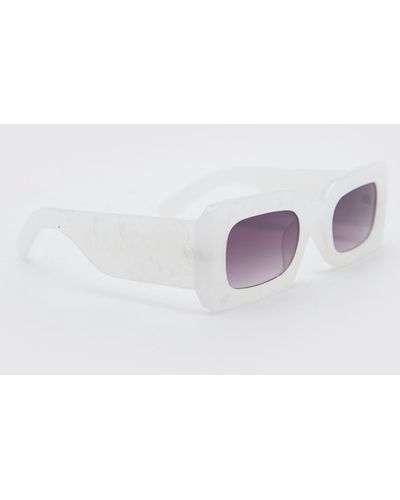 BoohooMAN Chunky Iridescent Sunglasses - White