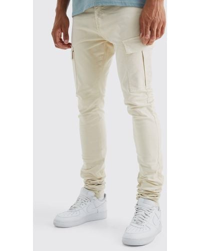 BoohooMAN Tall Fixed Waist Skinny Stacked Cargo Trouser - Multicolor