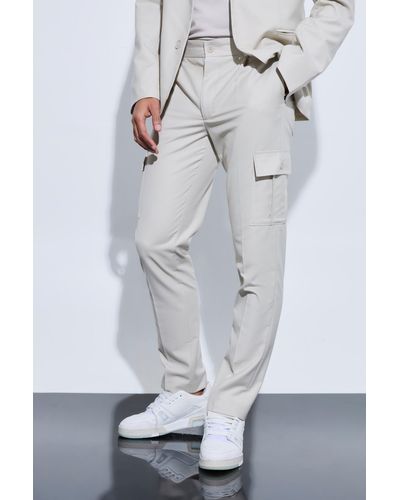 Boohoo Skinny Fit Cargo Suit Pants - Gray