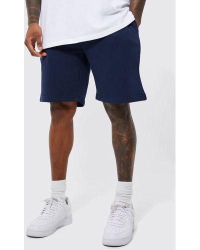 BoohooMAN Basic Loose Fit Mid Length Jersey Short - Blue