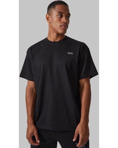 BoohooMAN Man Gym T-shirt With Curved Hem - Black