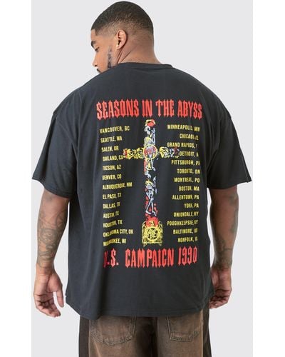 BoohooMAN Plus Slayer License Front & Back Print T-shirt - Grau