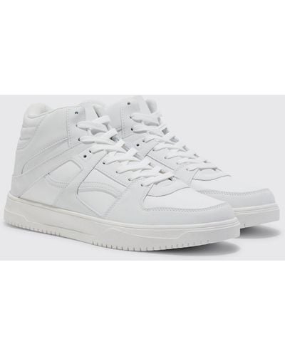 BoohooMAN High Top Multi Panel Detail Trainers - White