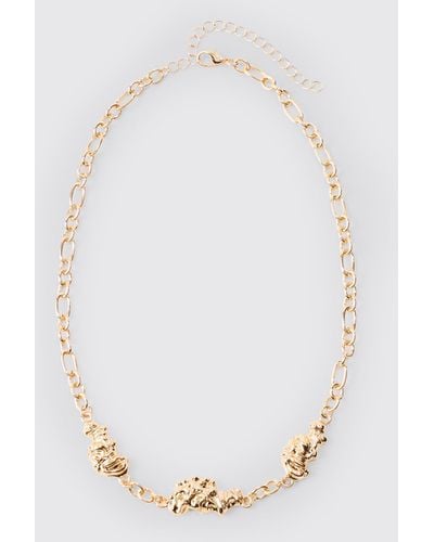 BoohooMAN Melted Chain Detial Necklace In Gold - Weiß