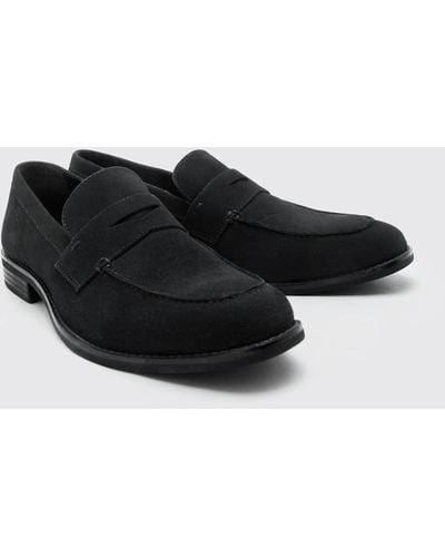 BoohooMAN Faux Suede Loafer - Black