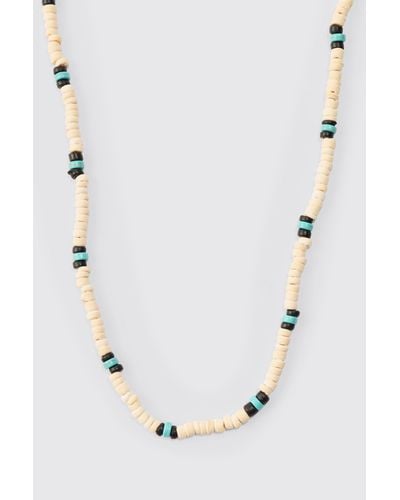 BoohooMAN Beaded Necklace In White