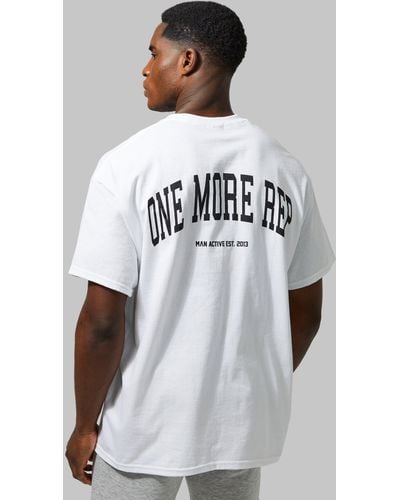 Boohoo Man Active Gym Oversized Rep T-shirt - White