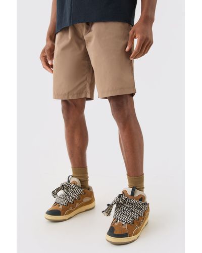 BoohooMAN Elasticated Waist Toggle Shorts - Natural