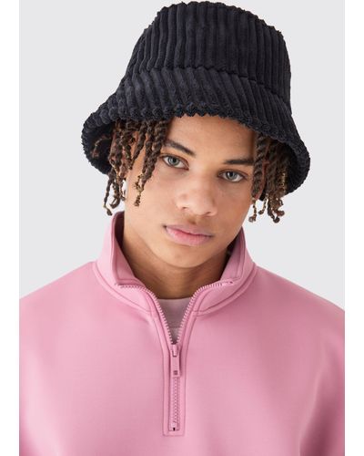 Boohoo Chunky Cord Bucket Hat In Black - Pink