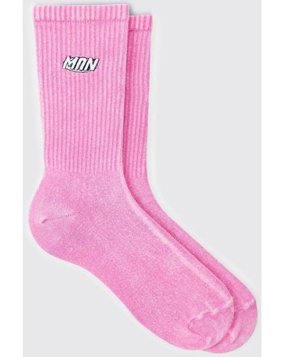 BoohooMAN Acid Wash Man Socks In Pink