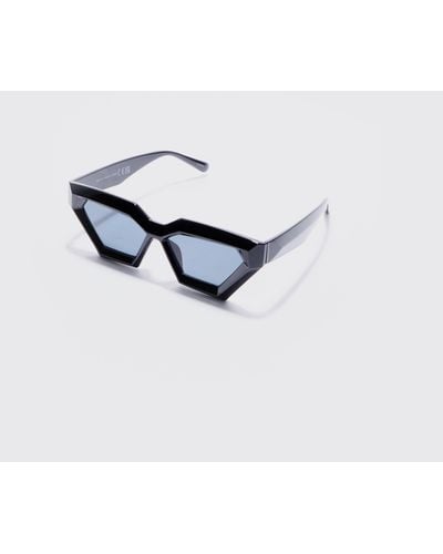 BoohooMAN Chunky Plastic Sunglasses In Black - White