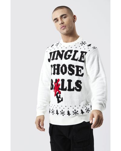 Boohoo Jingle Those Bells Christmas Sweater - White