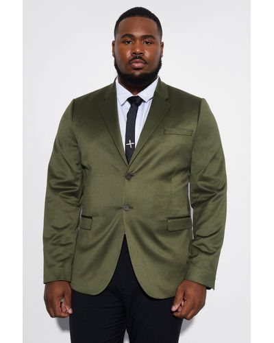Boohoo Plus Skinny Satin Suit Jacket - Green