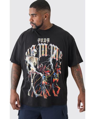 BoohooMAN Plus Pour Homme Dog Skeleton T-shirt In Black