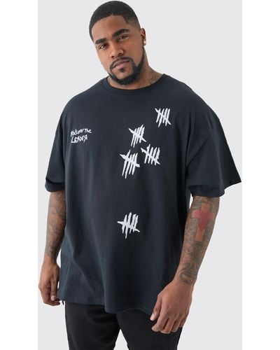BoohooMAN Plus Oversized Korn T-shirt In Black - Blue