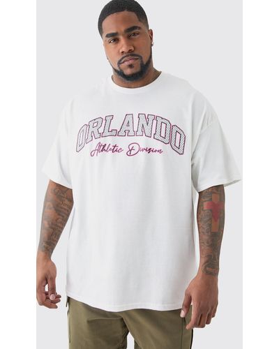 BoohooMAN Plus Orlando Print T-shirt - White