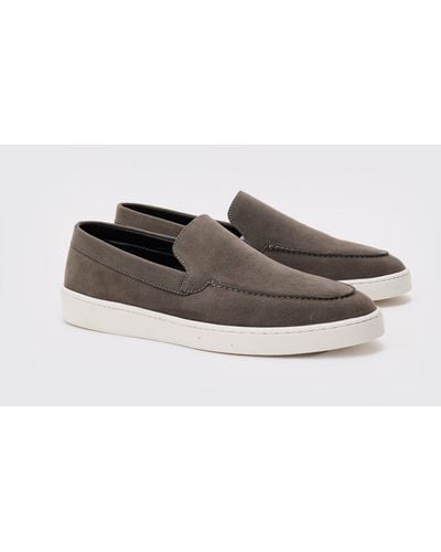 BoohooMAN Faux Suede Slip On Loafer In Gray