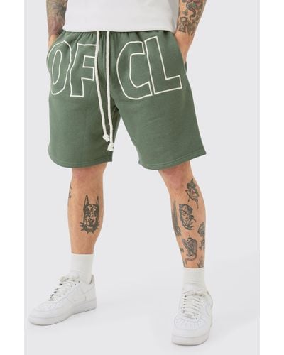 BoohooMAN Relaxed Fit Ofcl Applique Short - Green