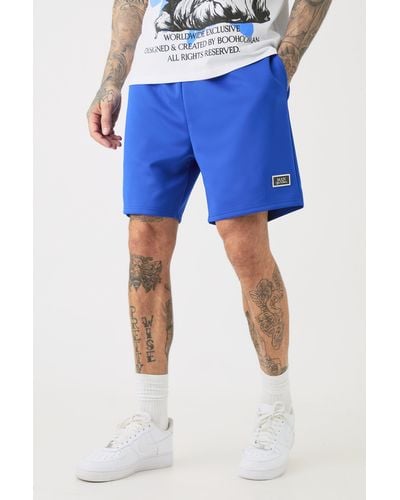 BoohooMAN Tall Relaxed Fit Scuba Short - Blue
