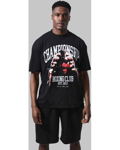 Boohoo Man Active Oversized Boxing Club T-shirt - Black