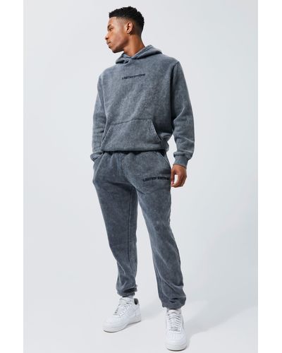 BoohooMAN Limited Edition Washed Tracksuit - Blue
