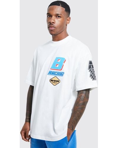 BoohooMAN Oversized Muti Moto Graphic Applique T-shirt - White