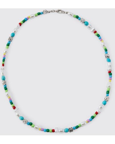 BoohooMAN Bead Chain Necklace - Mehrfarbig