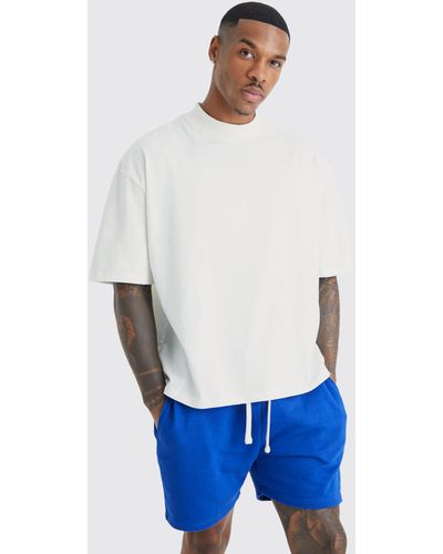 BoohooMAN Oversized Short Length T-shirt And Short Set - White