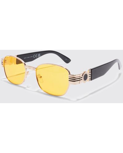 BoohooMAN Square Lens Retro Sunglasses - Metallic